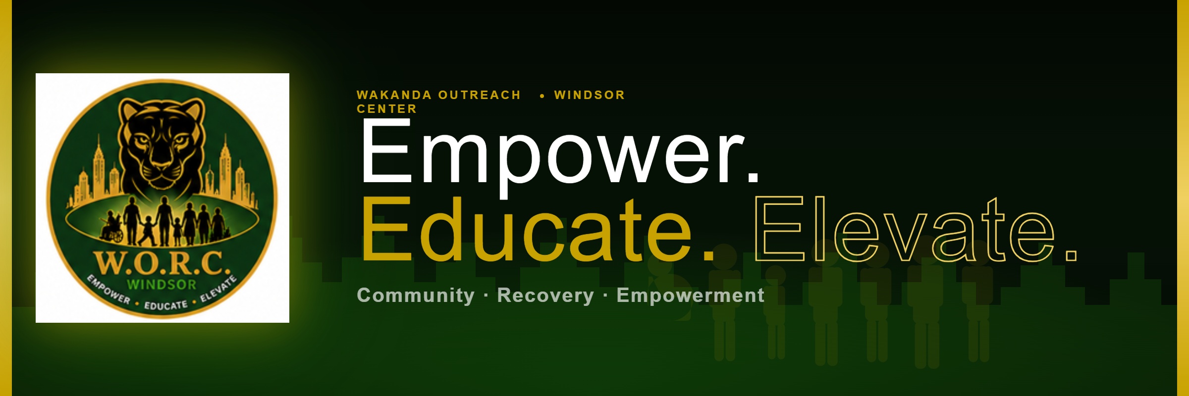 W.O.R.C., Empower. Educate. Elevate. Community · Recovery · Empowerment.